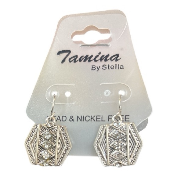 Tamina by Stella Silver Geometric Drop Earrings | New | Nickel Free - Picture 2 of 4